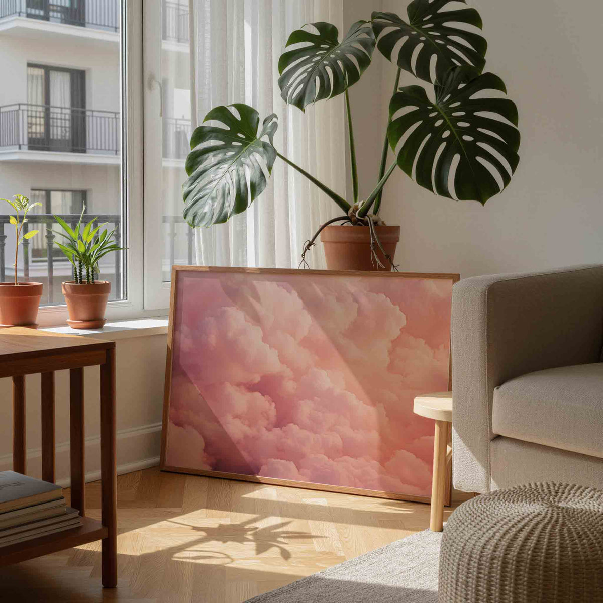 Roze wolken – moderne wandkunst als landscape poster