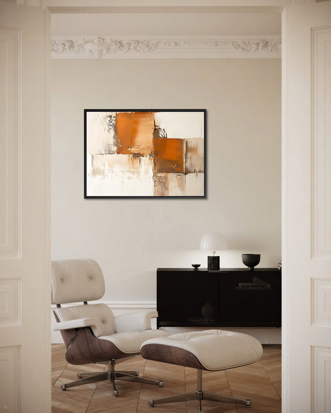 Geometrische textuur compositie – Dynamische – liggende wanddecoratie