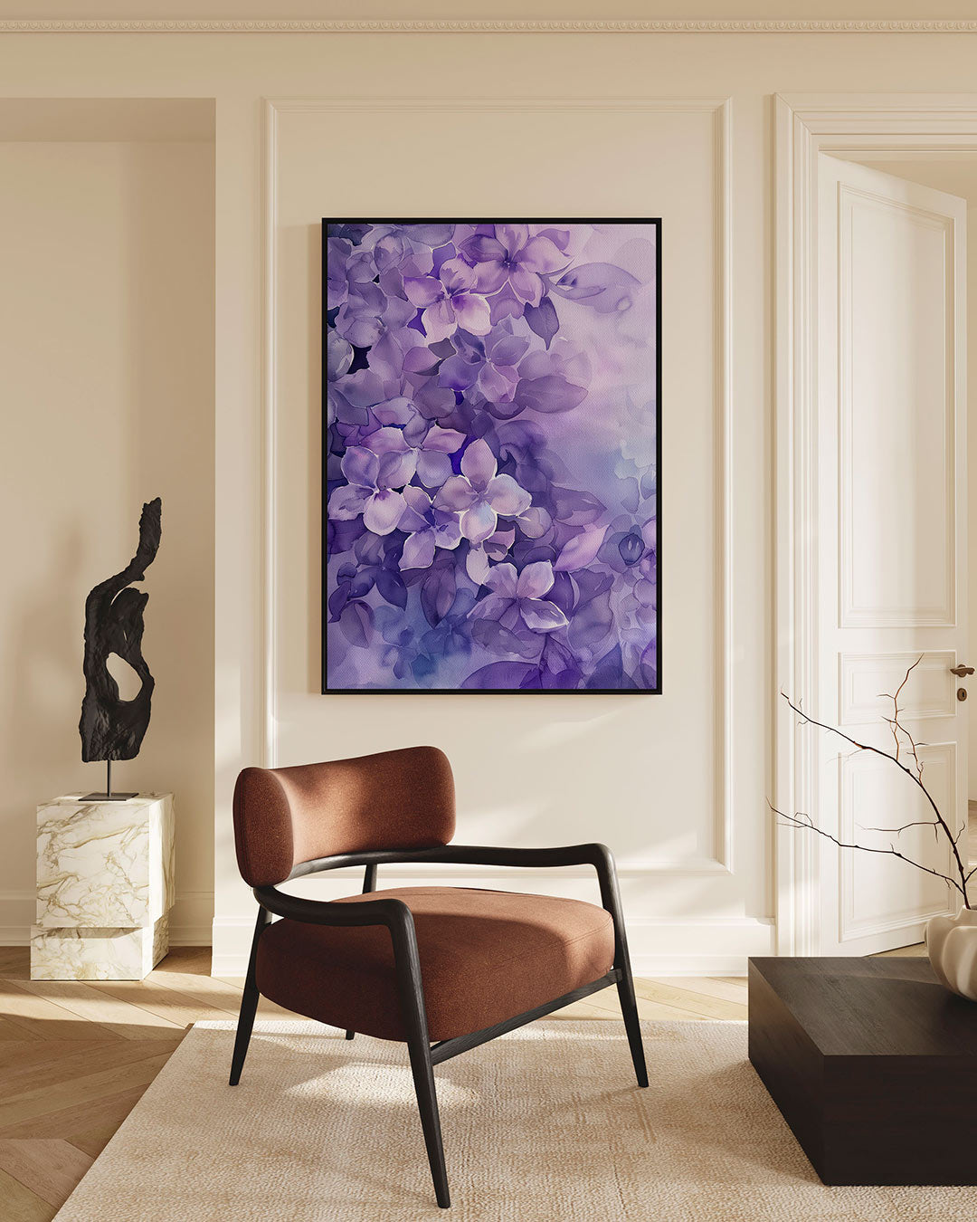 Vloeiende bloemmotieven – staand wanddecoratie kunstwerk