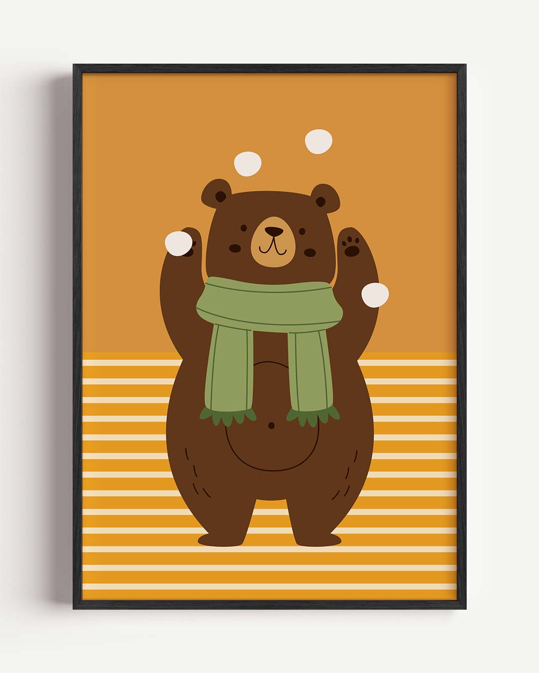 Schattige Berenposter Met Sjaal – kids portret poster als wanddecoratie