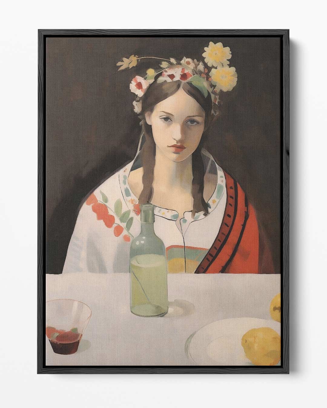 Bloemen en Stilte – portret kunstwerk als wanddecoratie