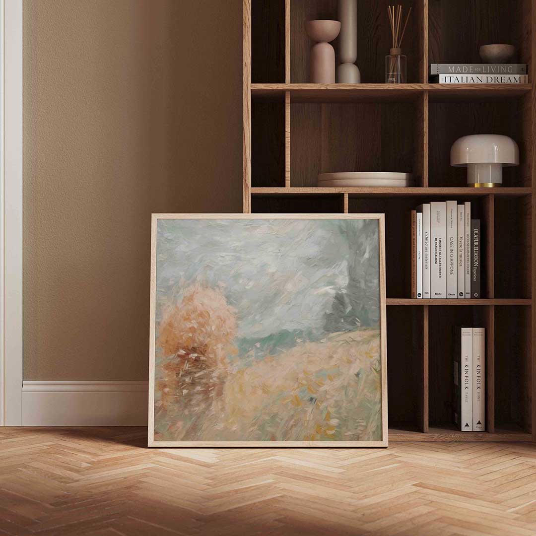 Landschap met korenveld – vierkante vintage wanddecoratie van WallArtistic
