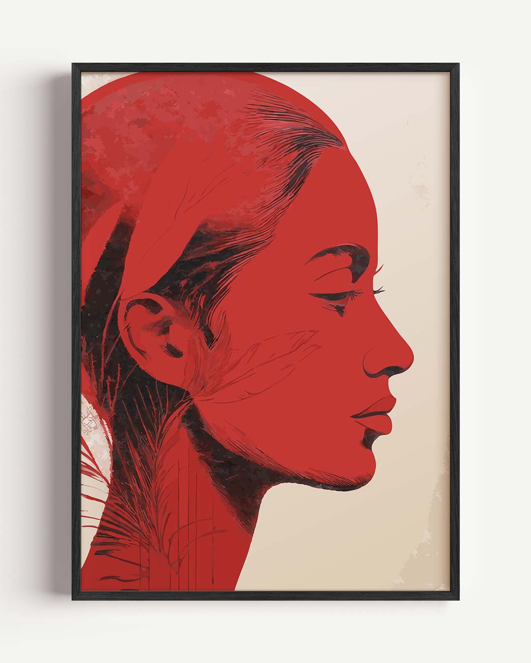 Elegante Rode Profielposter – Popart en Streetart portret poster als wanddecoratie