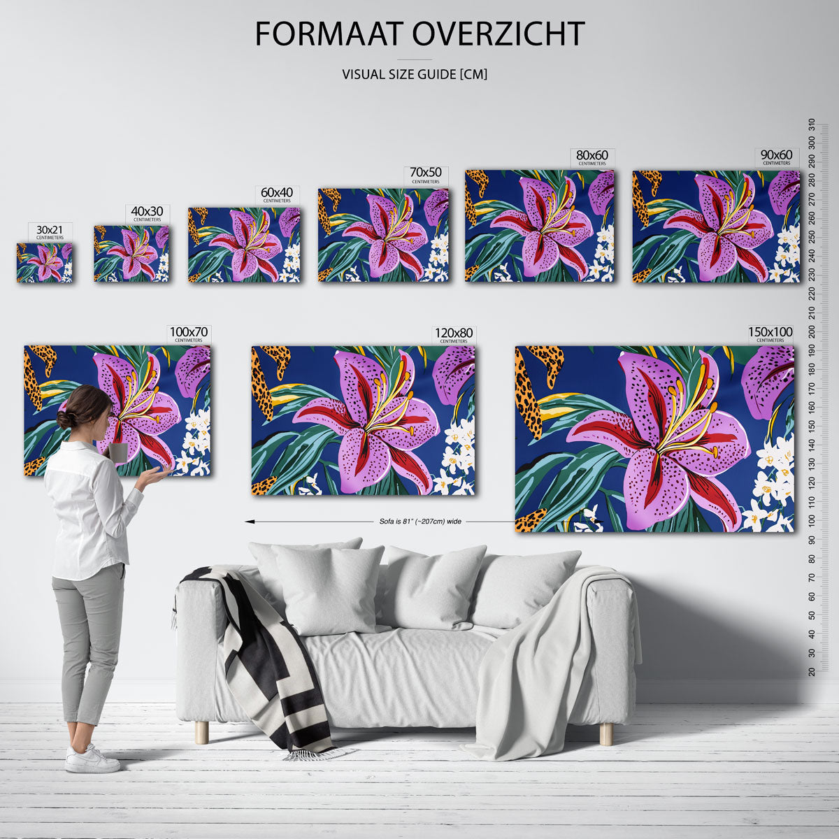 Bloemen en bladeren – liggende muurposter met jungle thema
