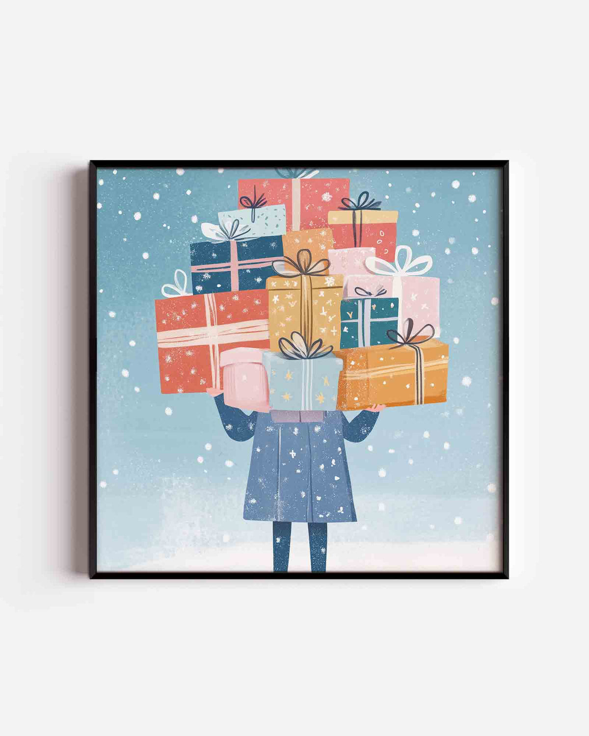 Stapeling van cadeaus – vierkante kinderposter als wanddecoratie