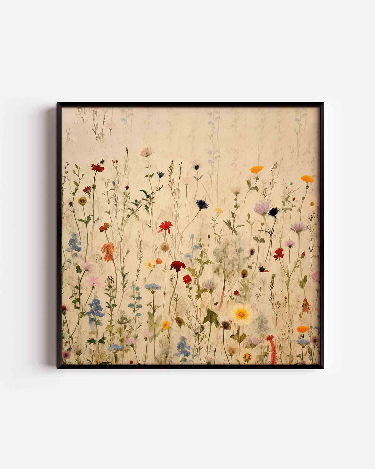 Wilde bloemen – vierkante poster met kleur en vormen als wanddecoratie