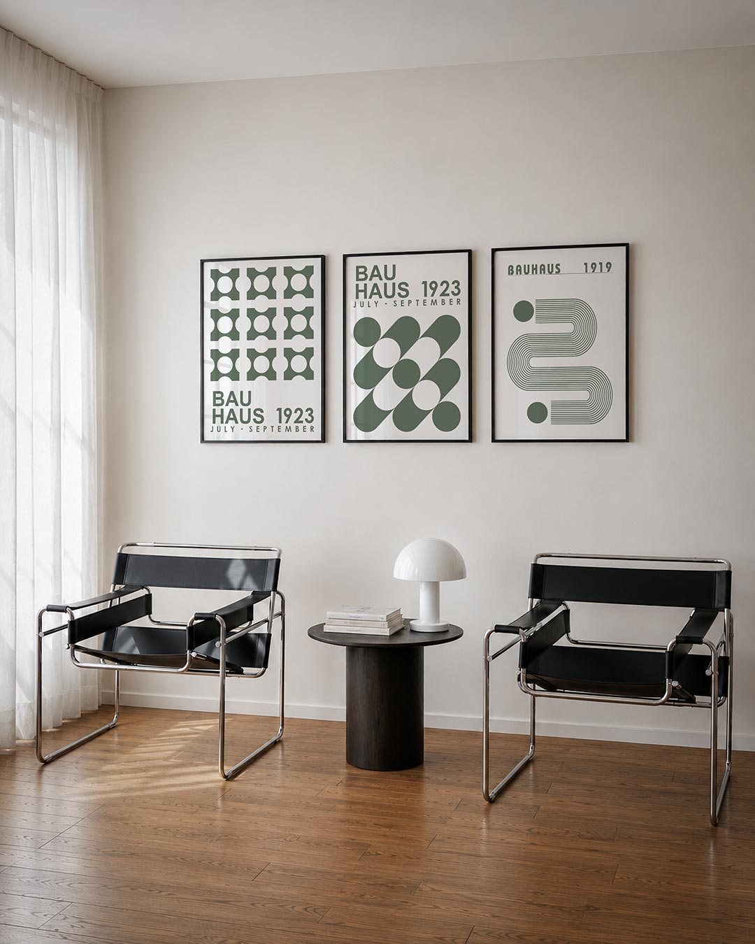 Vorm en ritme posterset – tweede productweergave – deze posterset in drie delen toont een herhaling van vierkante vormen met
