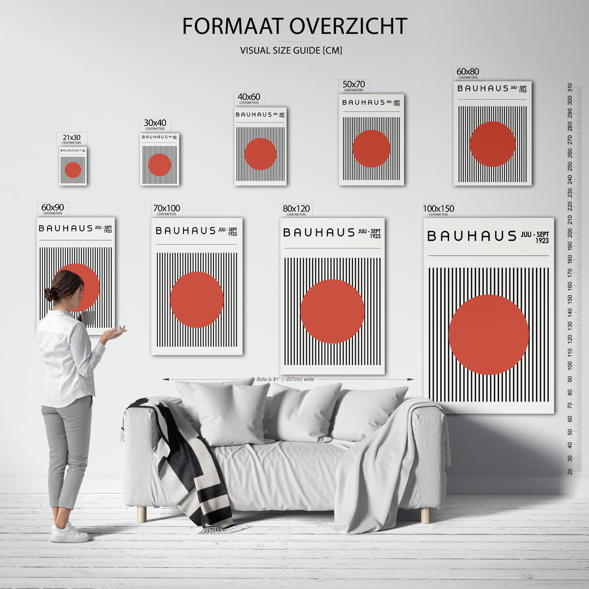 Lijnen en cirkel – geometrische poster in Bauhaus-stijl van WallArtistic
