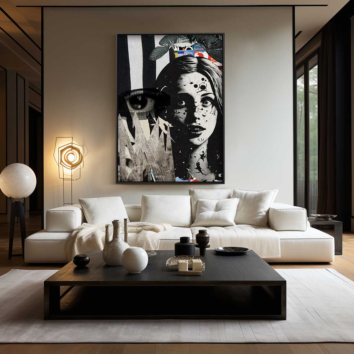 Mystieke Collage met Contrastrijke Beelden – staand kunstwerk voor modern interieur