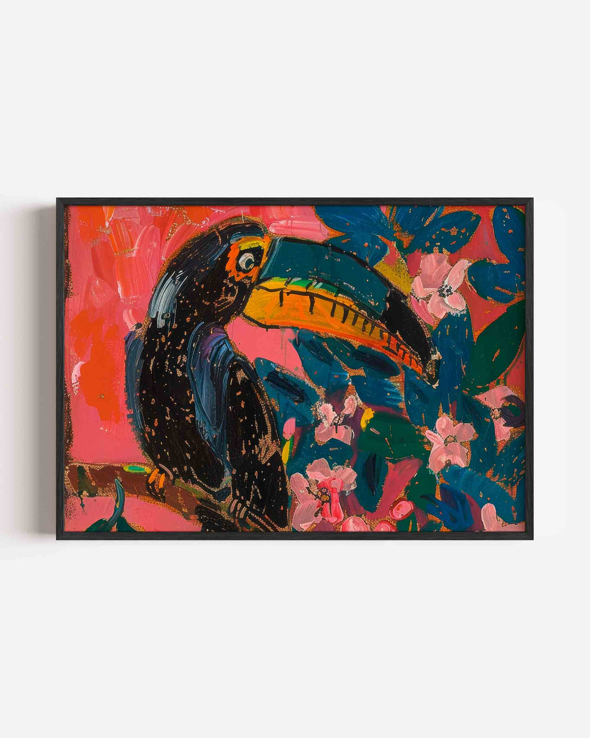Toekan en bloemen – dieren landscape poster als wanddecoratie