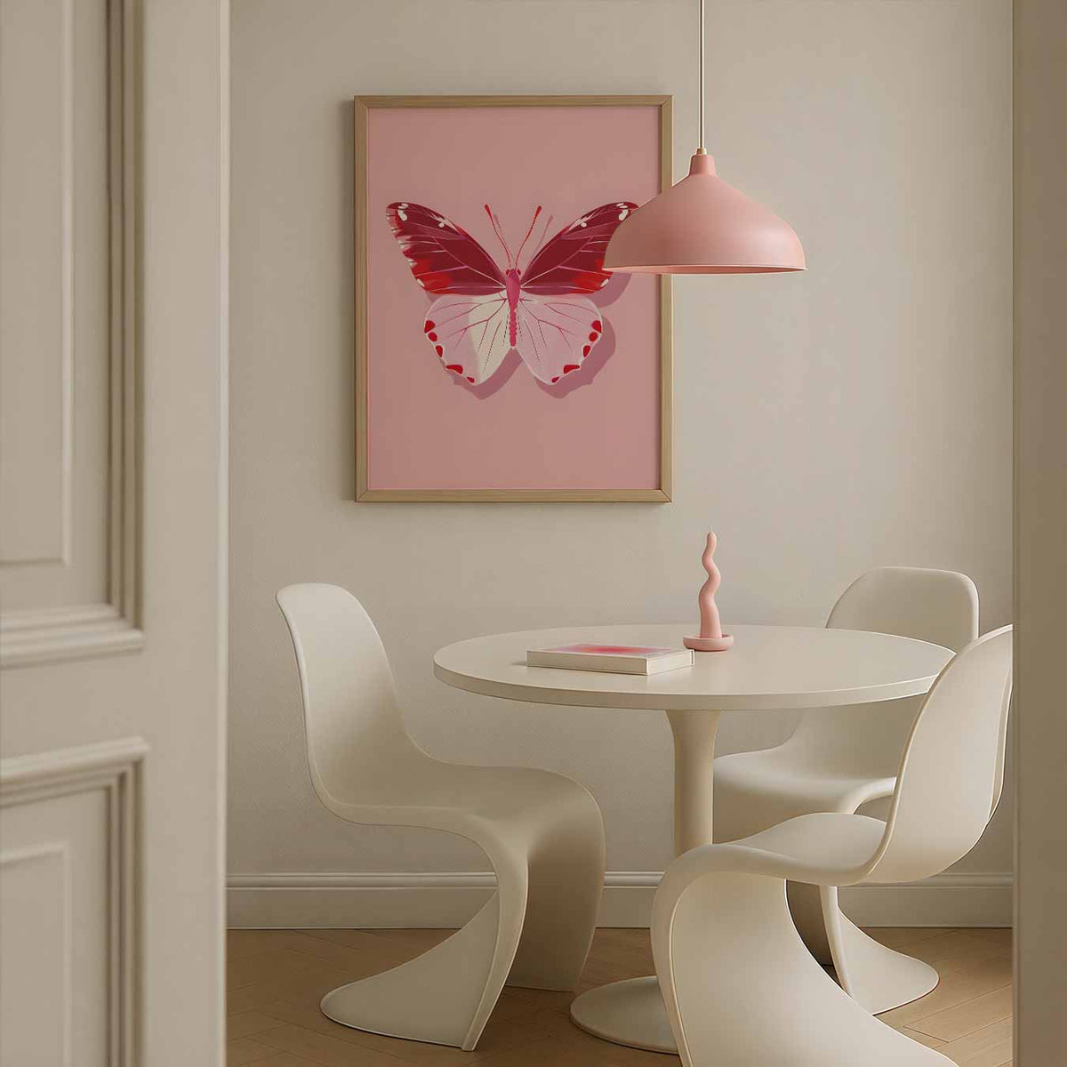 Roze Vlinder – Streetart wandkunst als portret poster