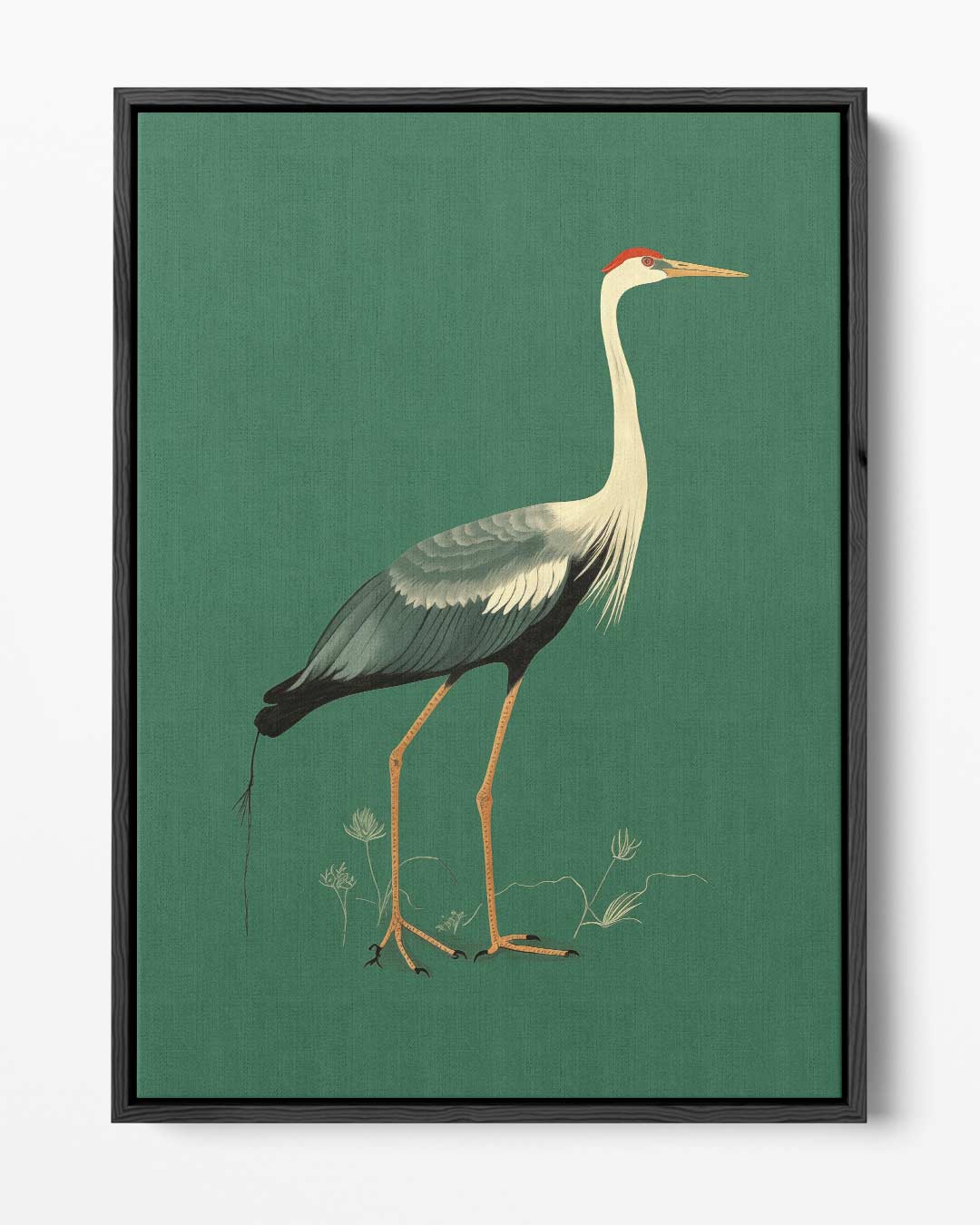 Elegante Kraanvogel Illustratie – portret kunstwerk als wanddecoratie
