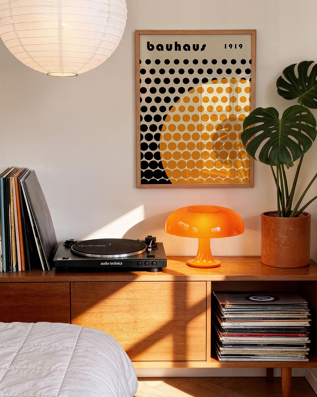 Cirkelpatroon en kleur – moderne Bauhaus wandkunst als poster