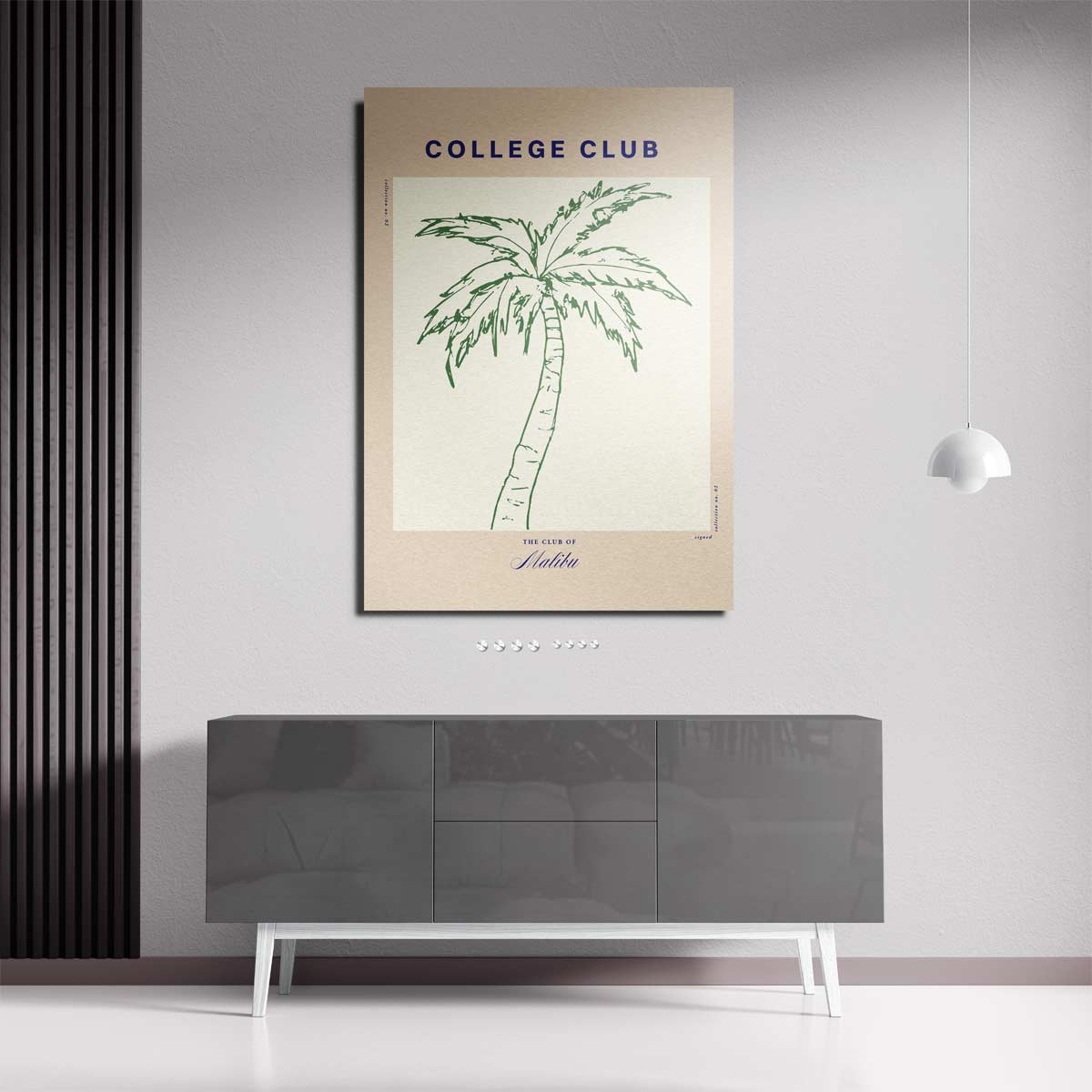 College Club Palmboom Art Print – staande wandkunst voor woonkamer of interieur