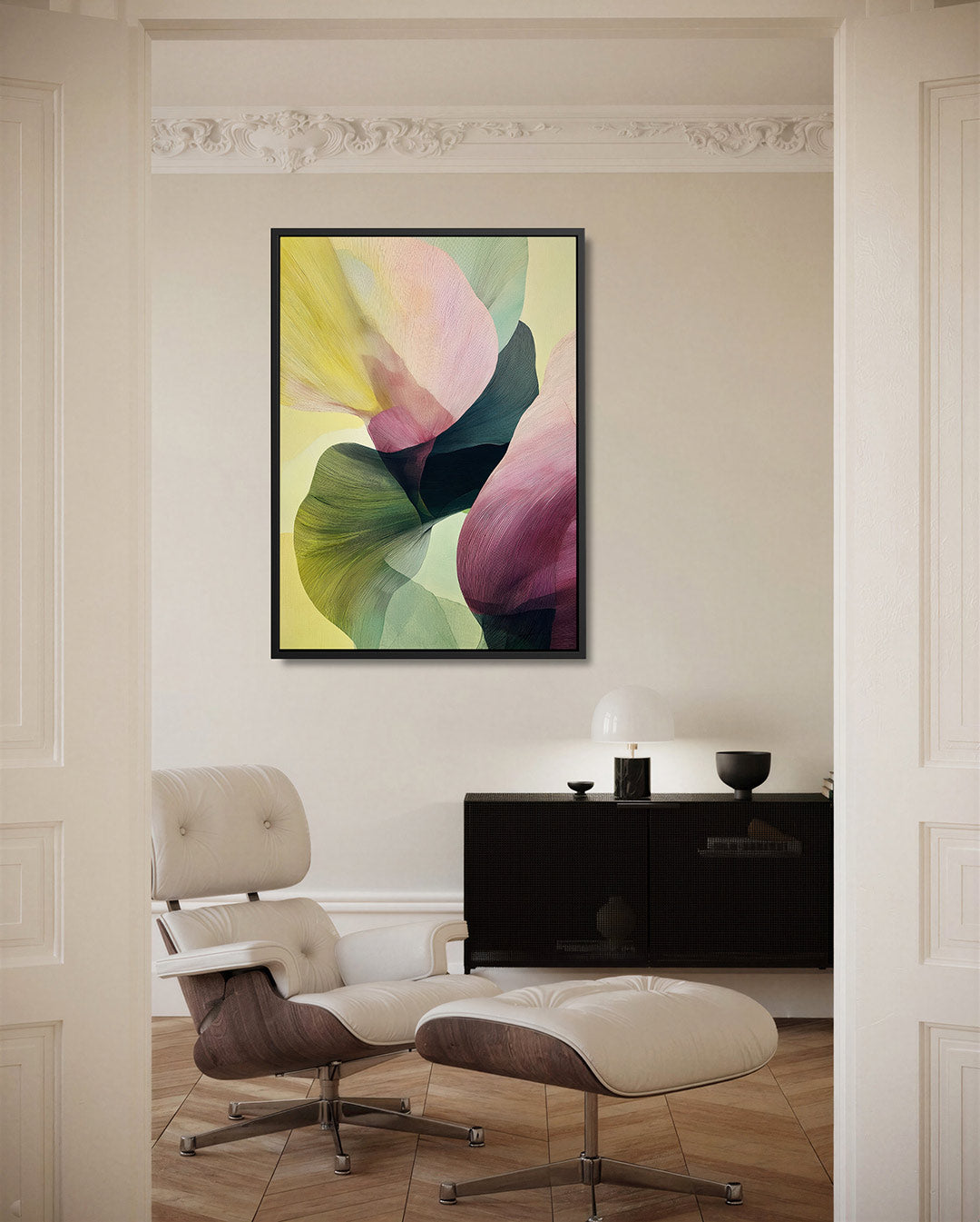 Vloeiende kleurencompositie – staand wanddecoratie kunstwerk