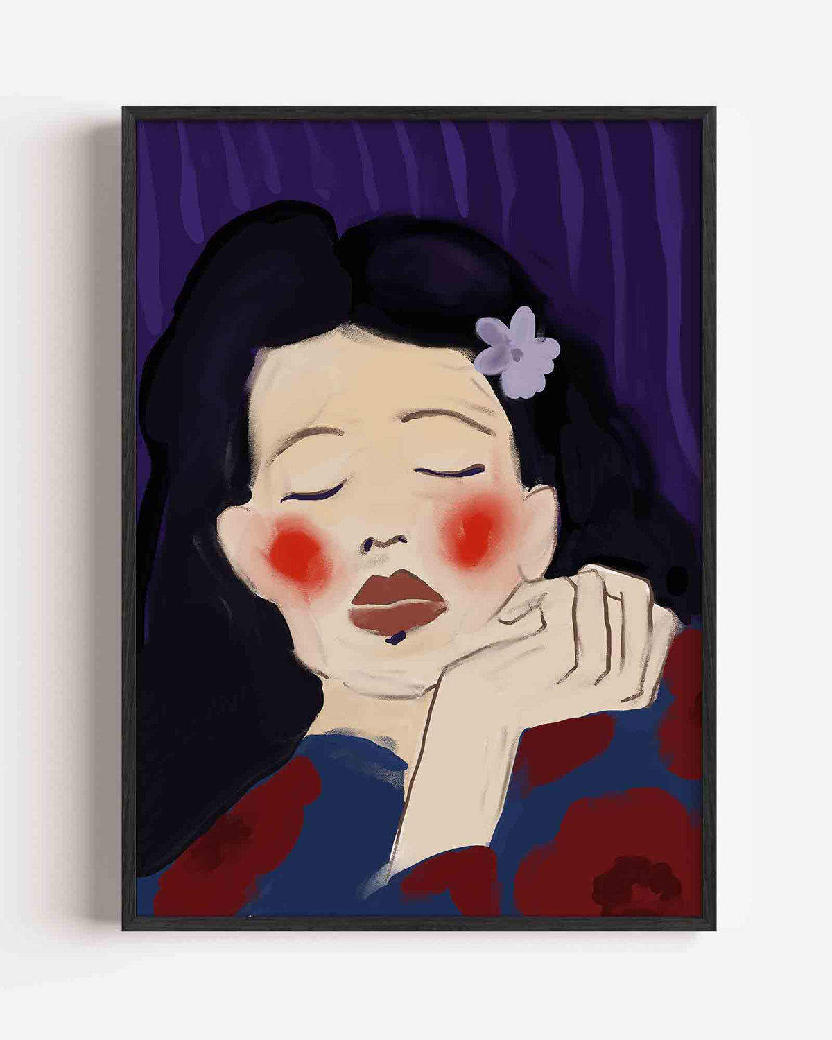 Slapende vrouw – hedendaagse illustratie portret poster als wanddecoratie