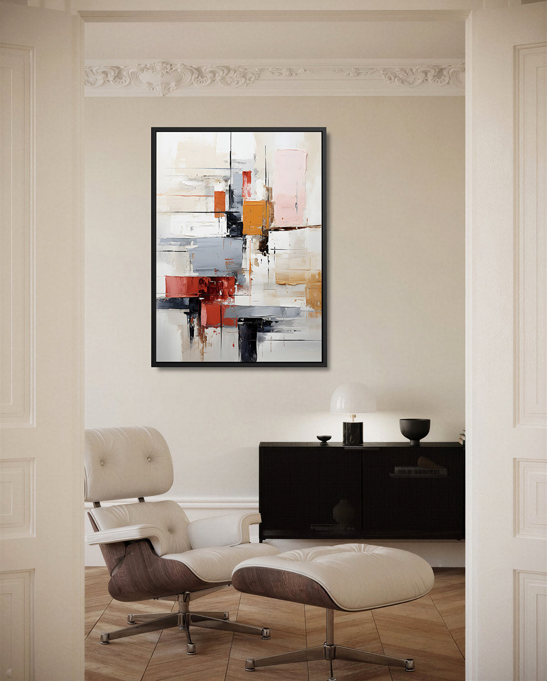 Geometrische kleurencompositie – staand wanddecoratie kunstwerk