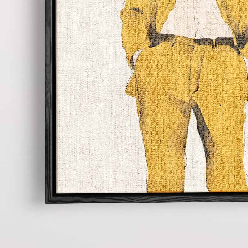 Elegante Stijl in Geel – modern portret kunstwerk van WallArtistic