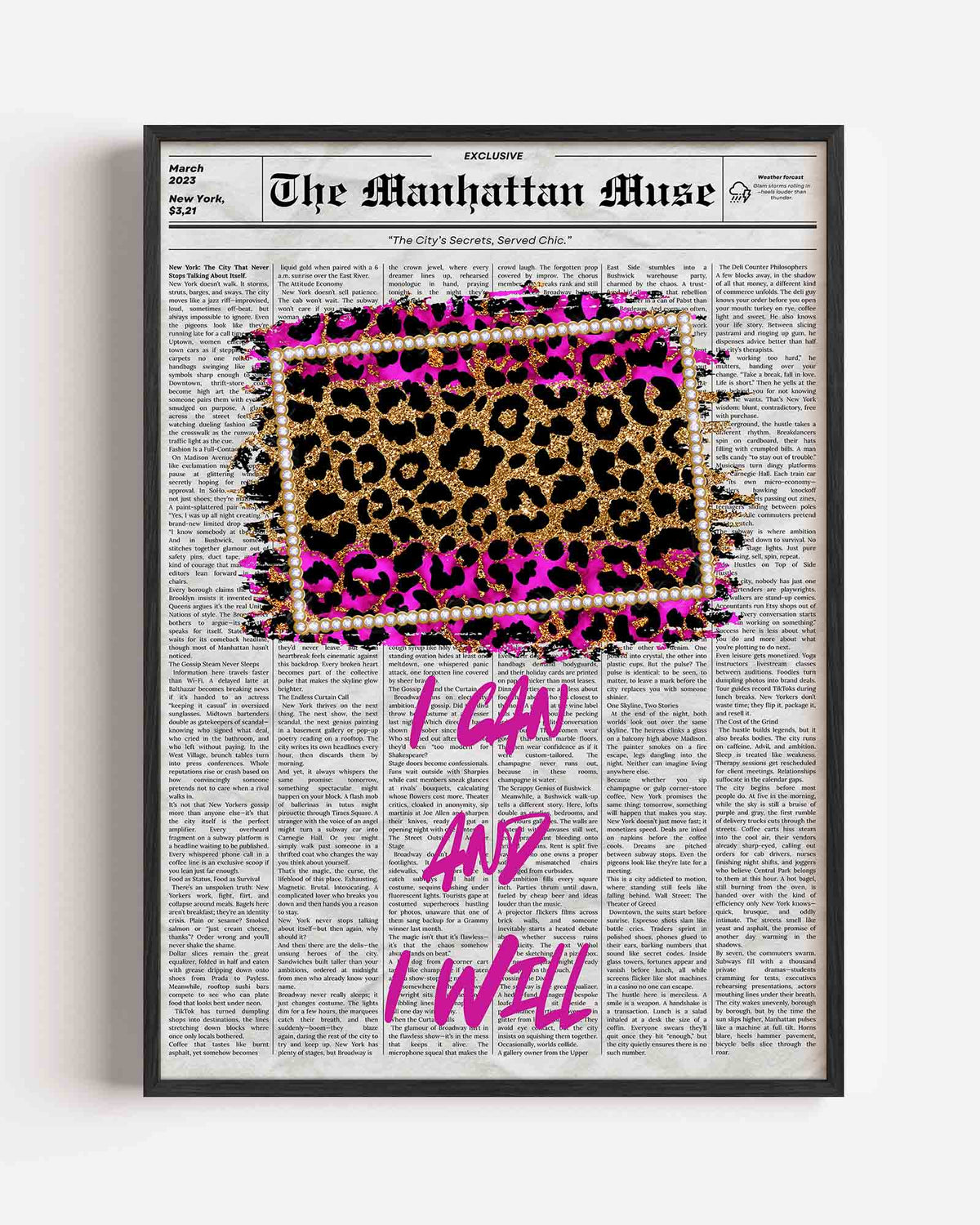 Luipaardprint en tekst – Pop Art portret poster als wanddecoratie