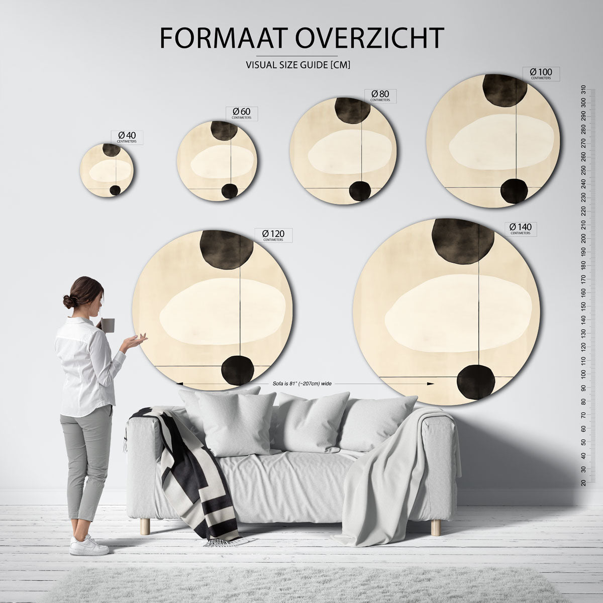 Abstracte vormen – abstracte wandkunst als muurcirkel van WallArtistic