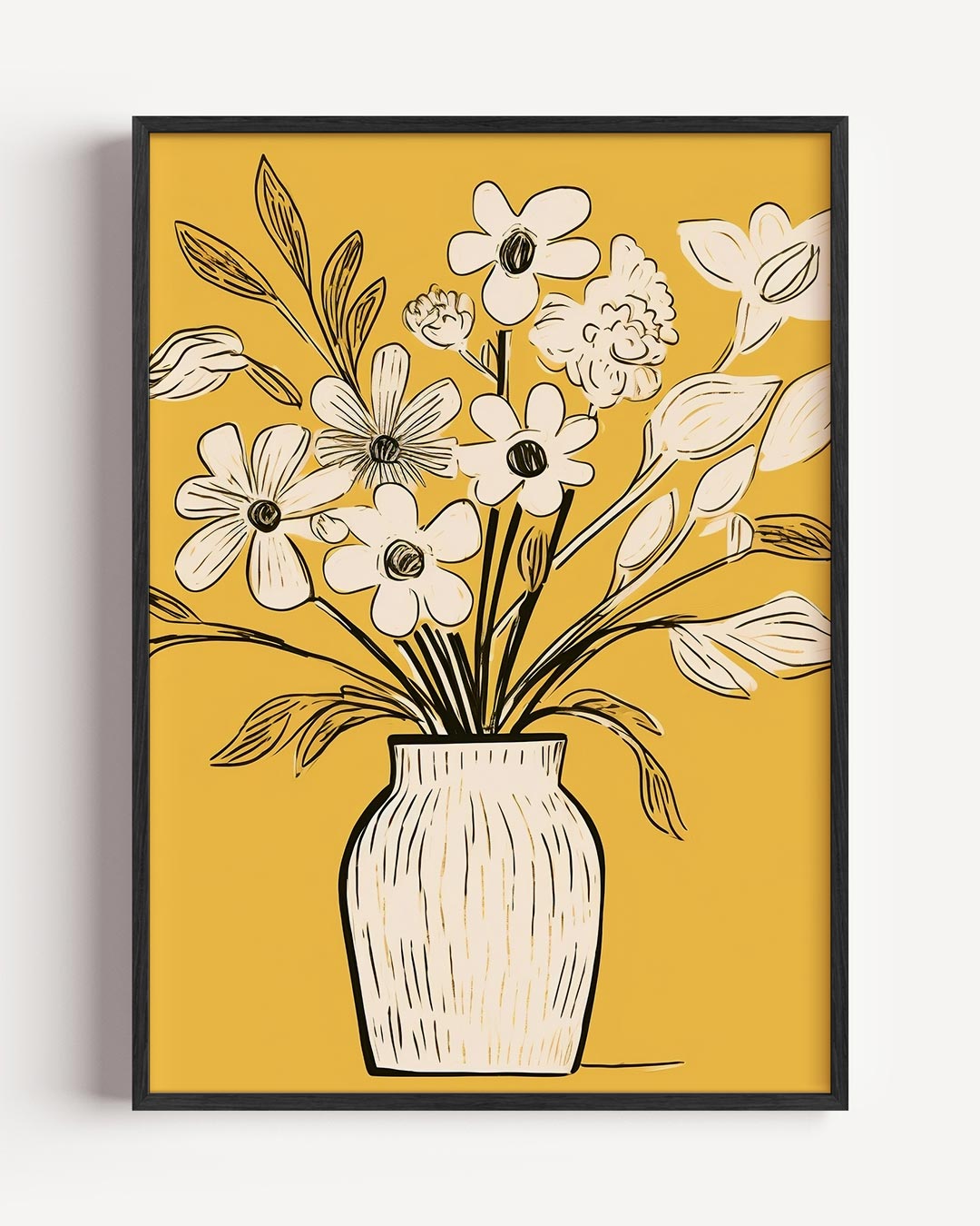 Stijlvolle Bloemenvaas Illustratie – bloemen portret poster als wanddecoratie