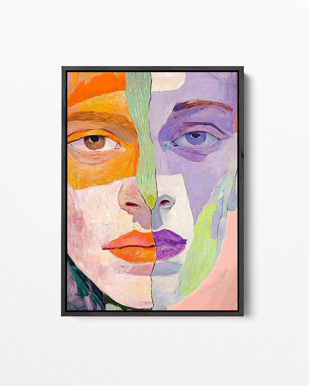 Kleurrijk gezichtsduo – staand wanddecoratie kunstwerk