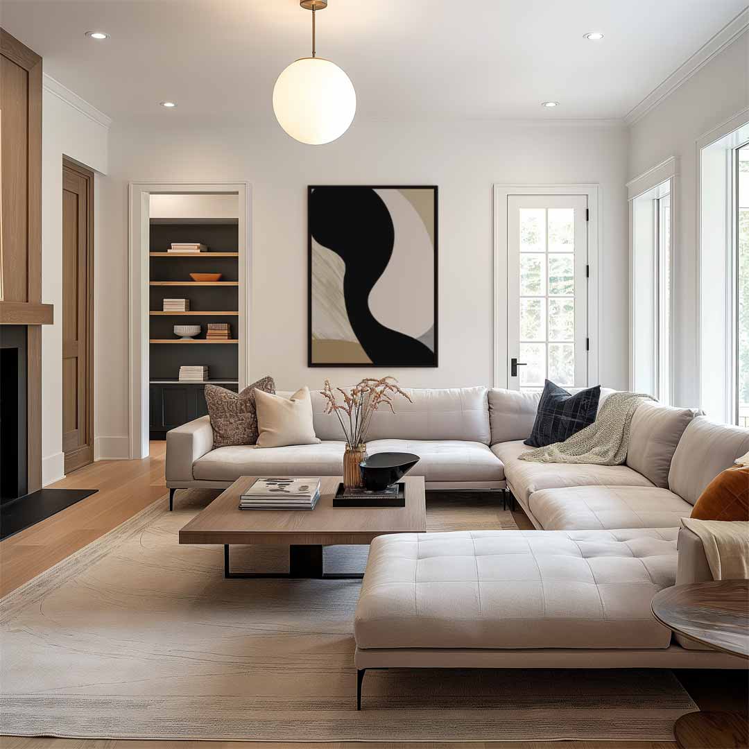 Abstracte Vormen in Beige – staand kunstwerk voor modern interieur