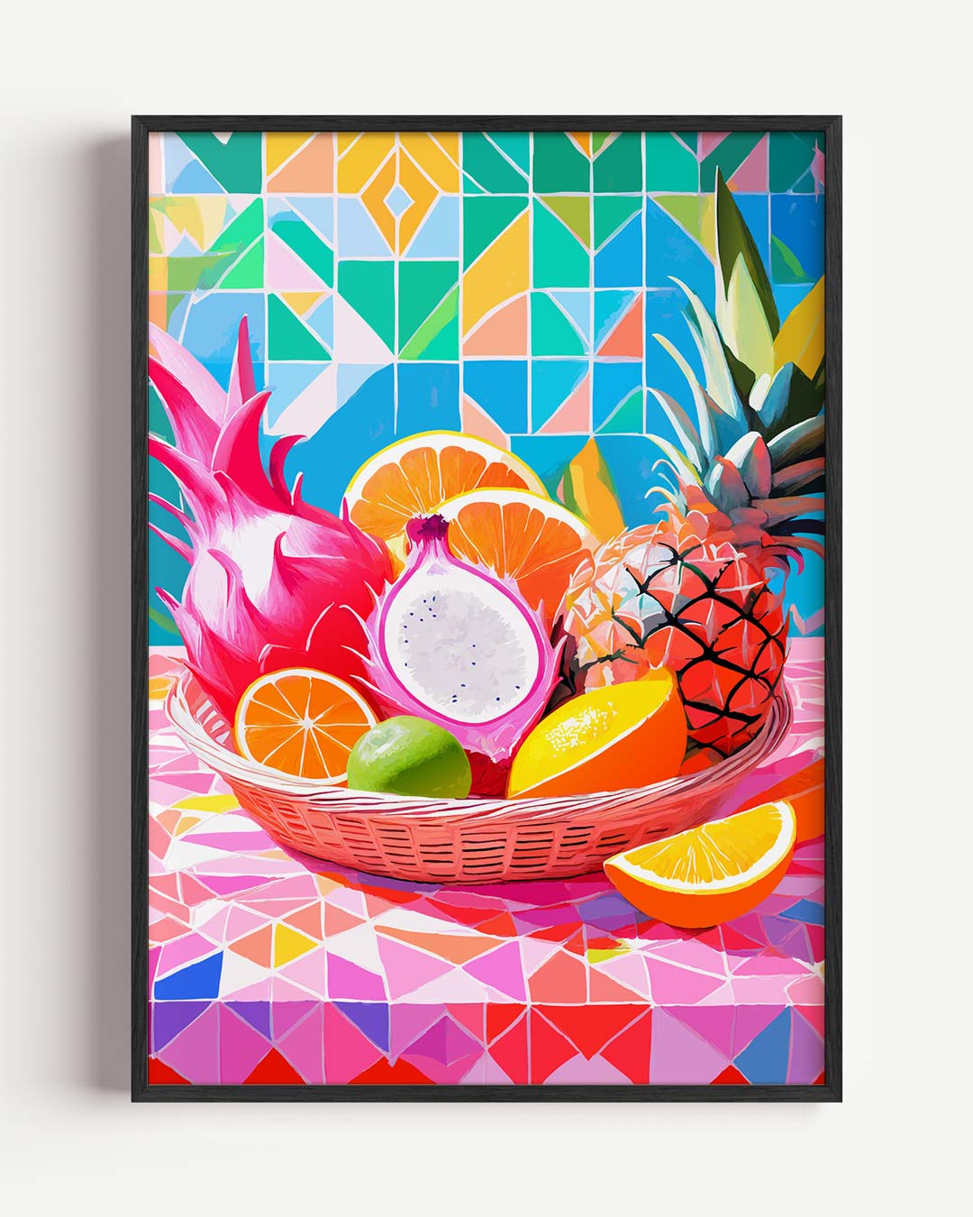 Tropische Fruitmand – keuken portret poster als wanddecoratie