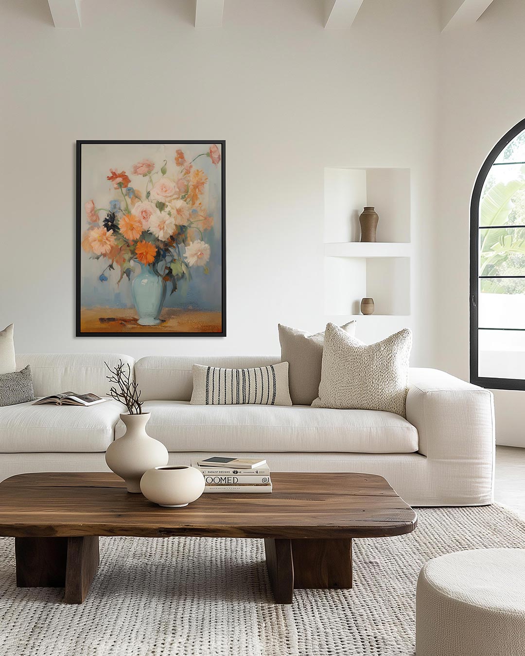Bloemen in vaas – moderne staande wandkunst