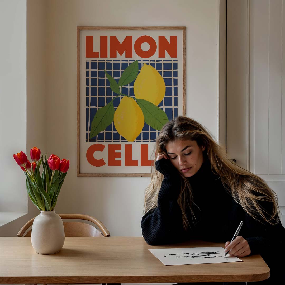 Verfrissende Limoncello – culinaire wandkunst als portret poster