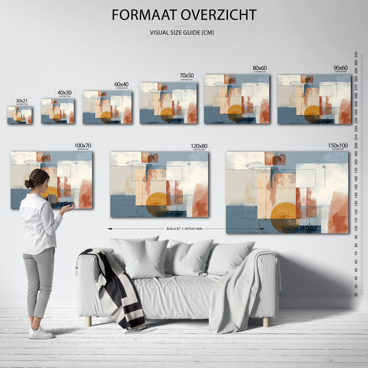 Abstracte vormen – liggende muurposter met abstracte vormen
