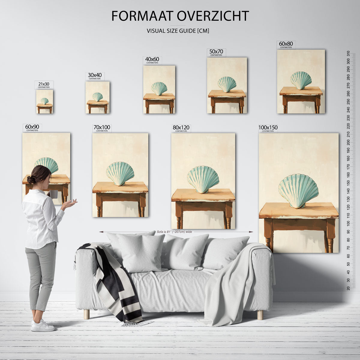 Schelp op tafel – staande muurposter voor een modern interieur