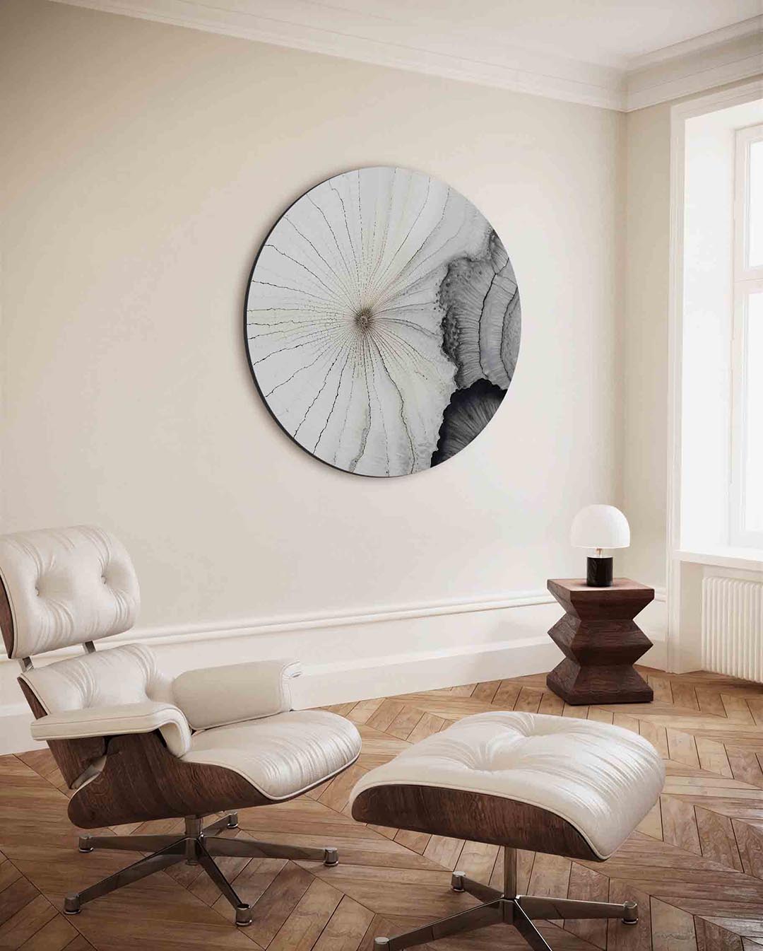 Organische lijnen – kleurrijke ronde wanddecoratie van WallArtistic