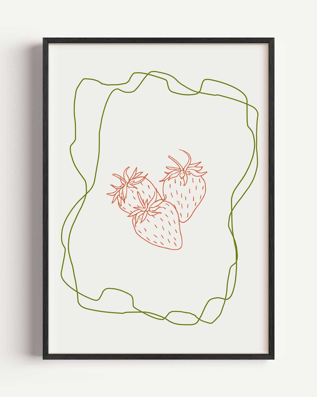 Aardbeien Minimalistische Kunstposter – La Dolce Vita portret poster als wanddecoratie
