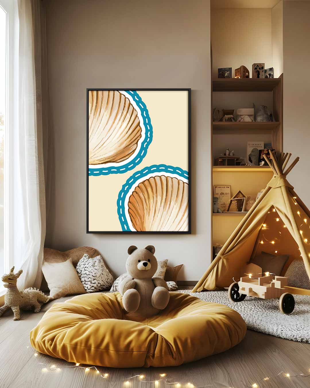 Schelpensymfonie – canvas wanddecoratie in portret formaat