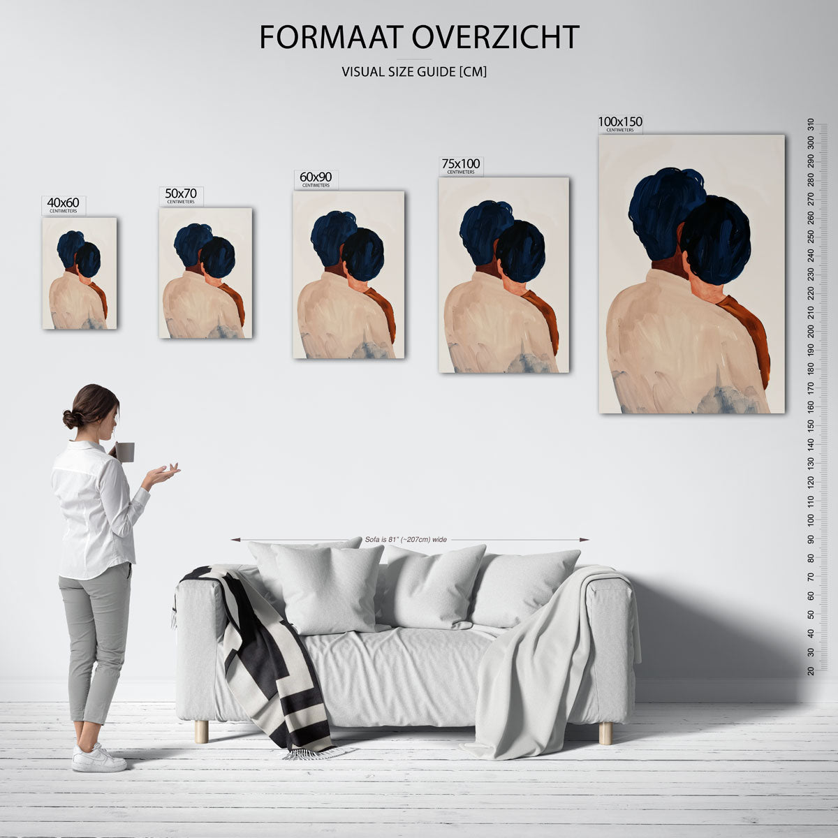 Intieme omhelzing – staand wanddecoratie kunstwerk