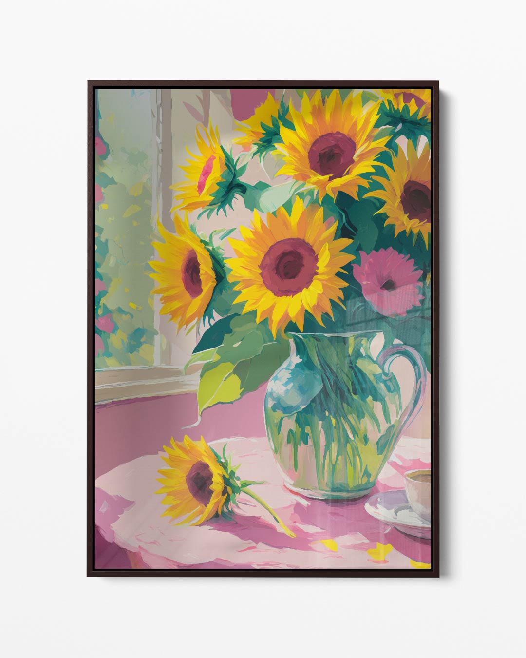 Zomerse Zonnebloem Schilderij – portret kunstwerk als wanddecoratie