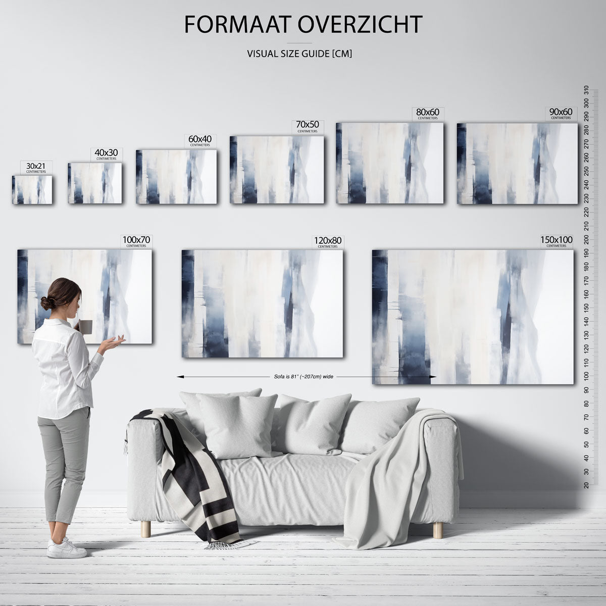 Abstracte verticale vormen – liggende muurposter met abstracte vormen
