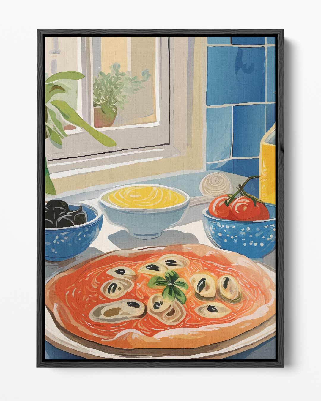 Pizza aan het Raam – portret kunstwerk als wanddecoratie