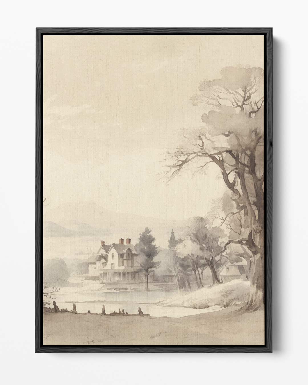 Rustiek Landschap met Landhuis – portret kunstwerk als wanddecoratie