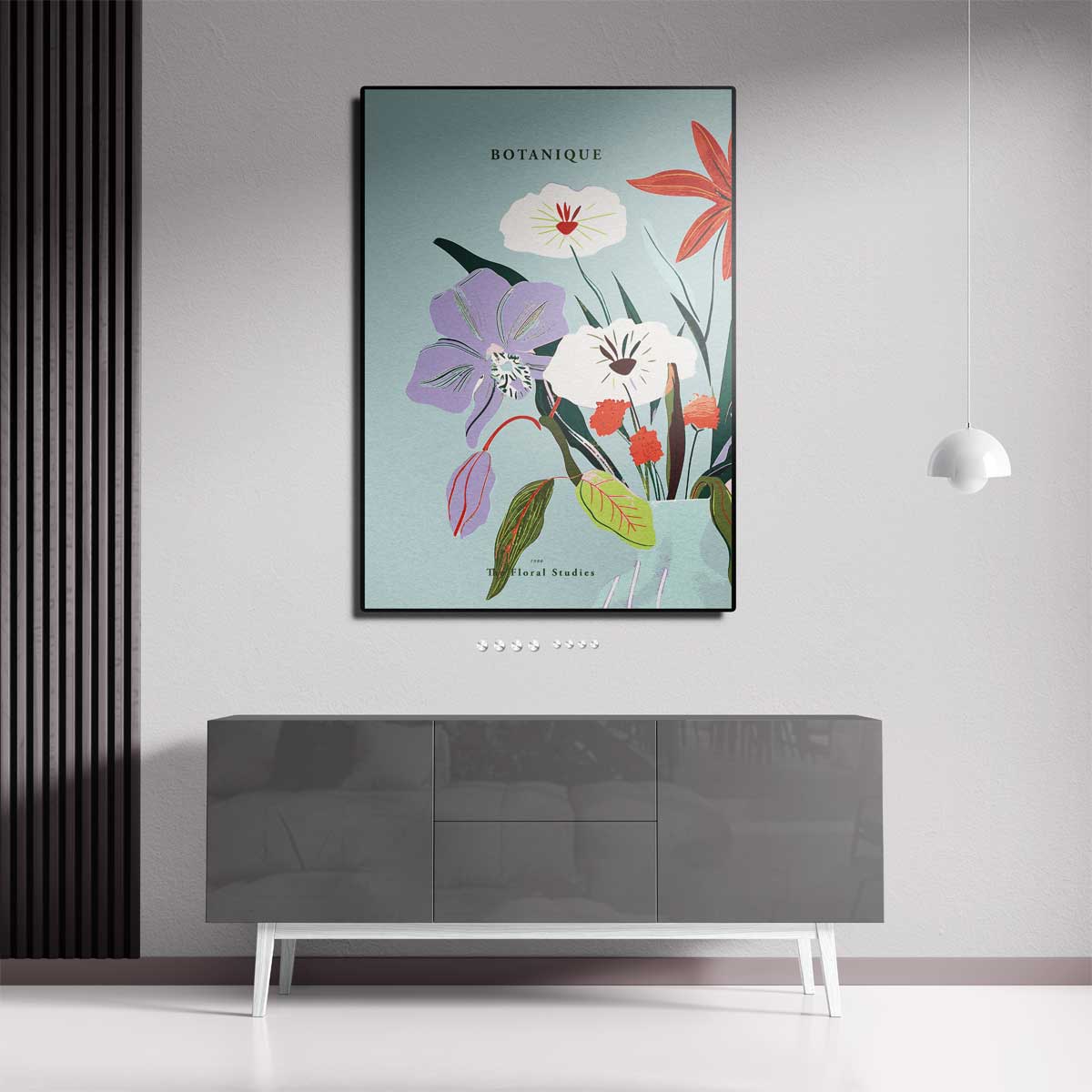 Bloemenpracht in Pastel – kunstwerk met zwarte baklijst