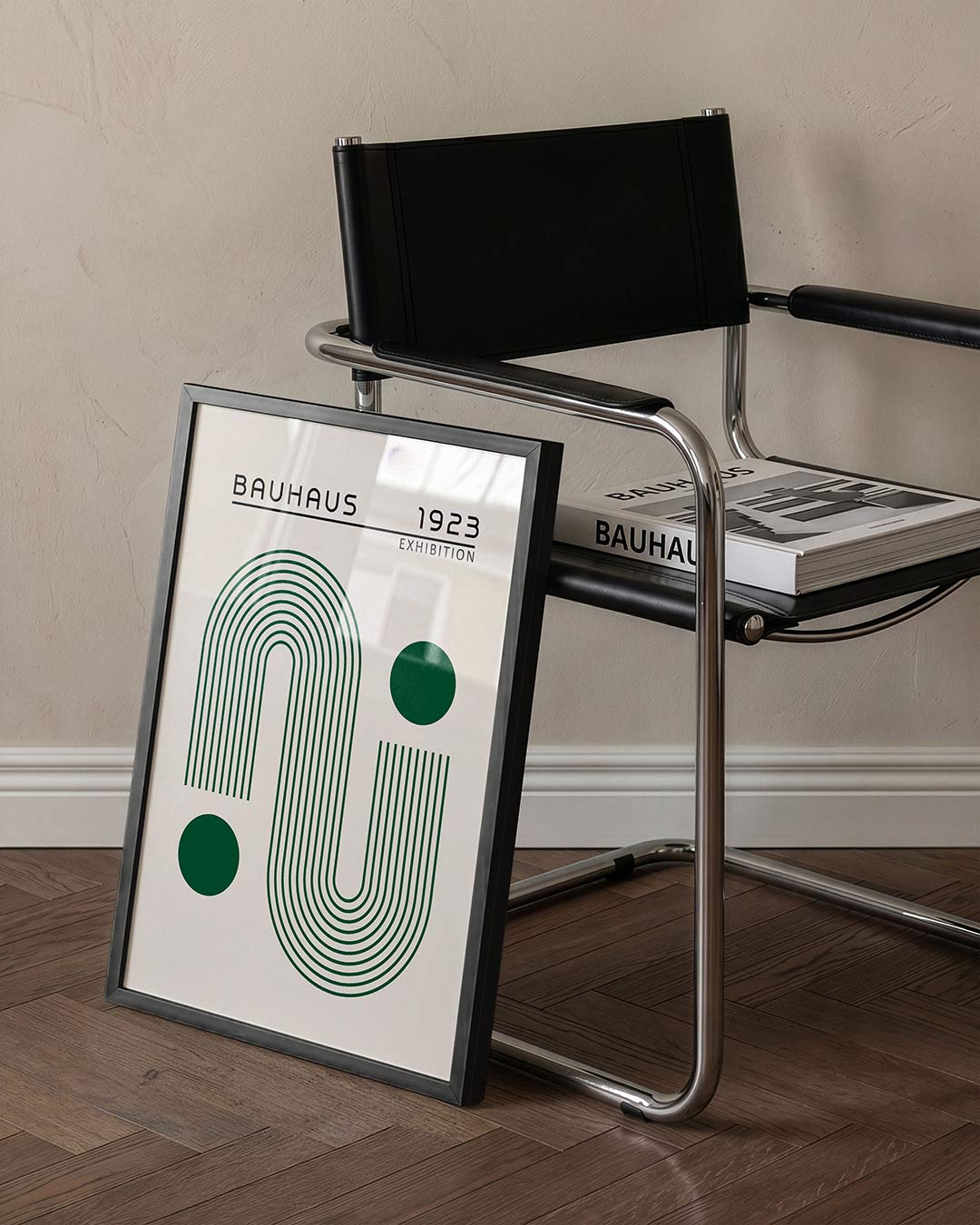 Lijnen en cirkel – staande Bauhaus poster voor aan de muur