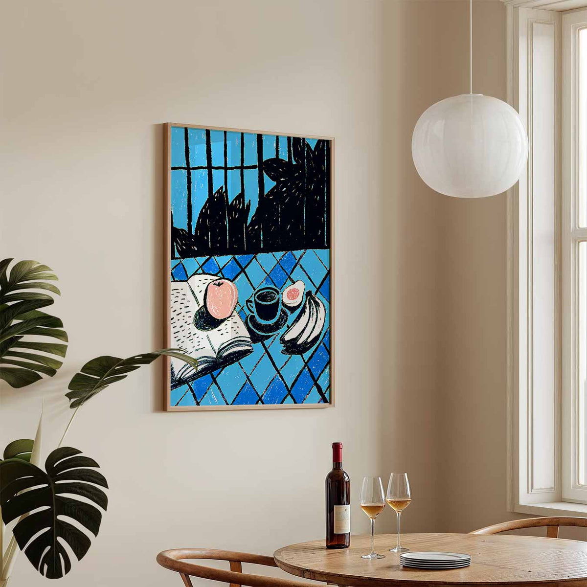 Stijlvolle Ontbijt Illustratie – keukenposter in staand formaat