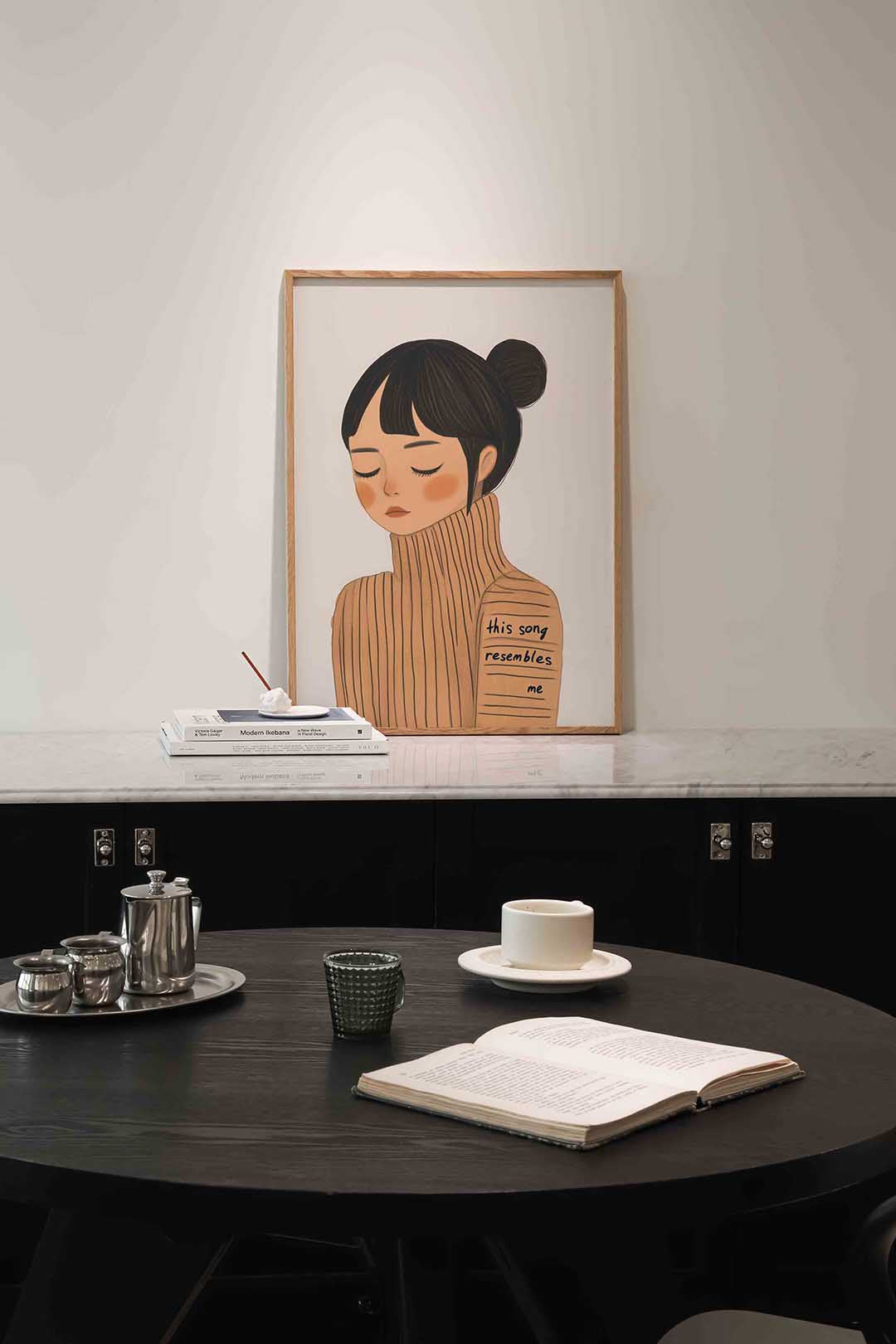 Meisje met trui – moderne poster in staand formaat