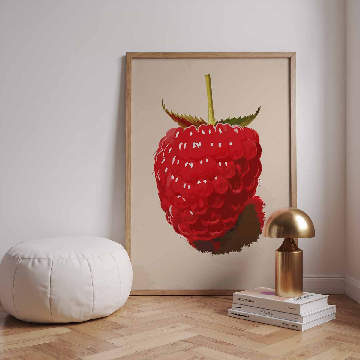 Frisse Frambozenkunst – staande zomer wanddecoratie van WallArtistic
