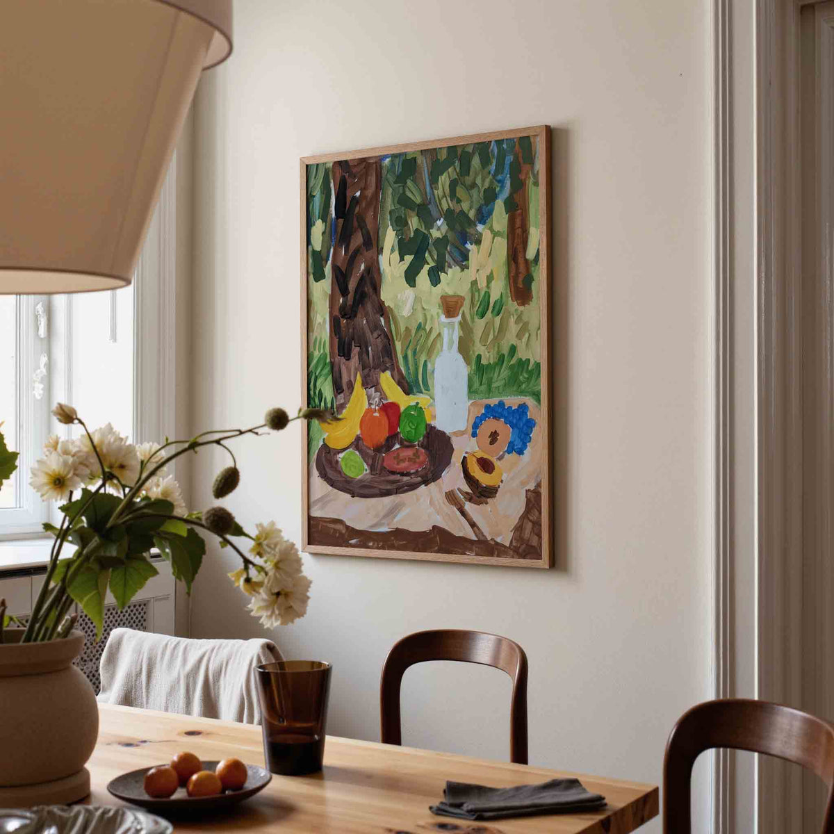 Fruit en fles – eigentijdse illustratie poster in staand formaat