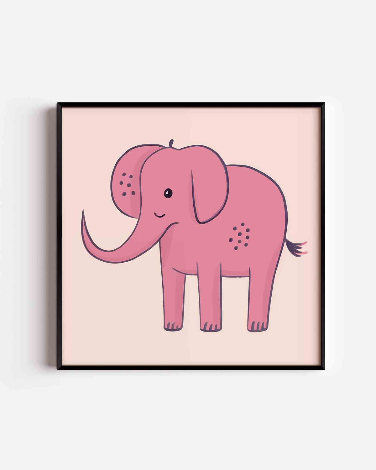 Roze olifant – vierkante kinderposter als wanddecoratie