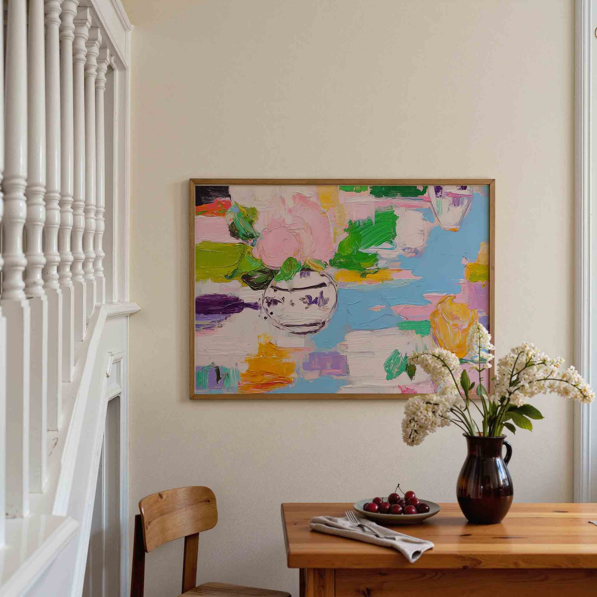 Bloemen in vaas – botanische poster in liggend formaat