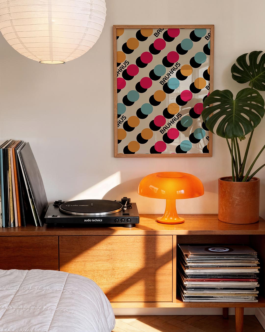 Cirkelritme en kleur – moderne Bauhaus wandkunst als poster
