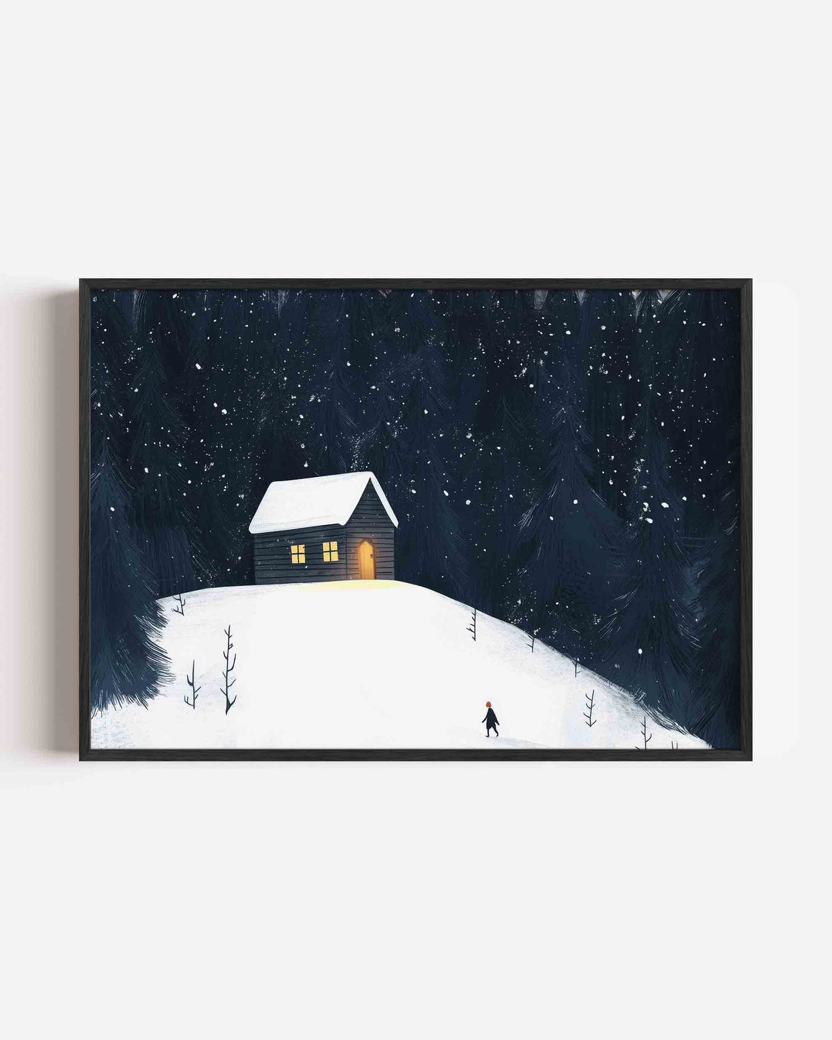 Winterlandschap met huis – landscape kinderposter als wanddecoratie